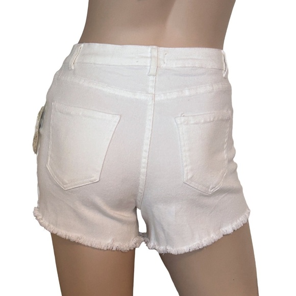 Altar'd State Fringe Shorts Hippie Stretch Denim Cowboy Moto Hi Waist Distressed - Picture 9 of 16